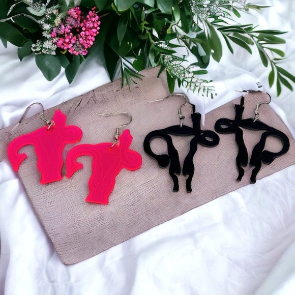 “My Body My Choice” Earrings - Feminist Statement Earrings, Brand New, Uterus - Picture 6 of 9